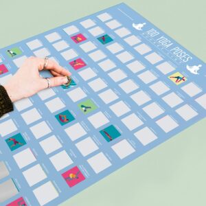 Skrapaffisch – 100 Yoga Poses, Scratch Off Bucket List, Blå