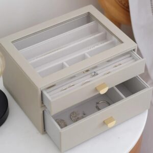 Smyckesskrin 2 lådor, Classic, Stackers, Beige