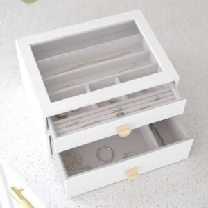 Smyckesskrin 2 lådor, Classic, Stackers, Vit