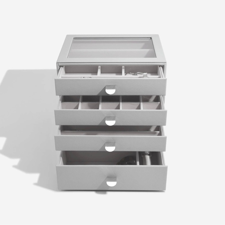 Smyckesskrin 4 lådor, Classic, Stackers, Grå