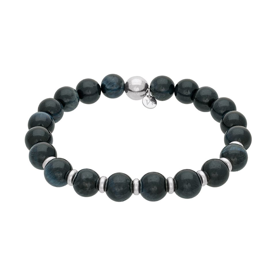 Armband i äkta silver med blå tigeröga 20 cm