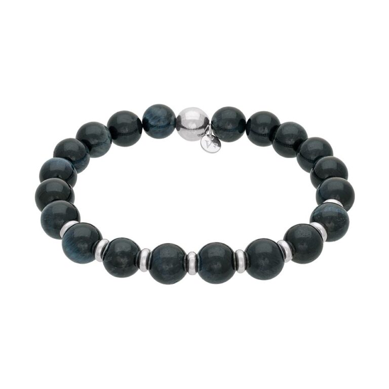 Armband i äkta silver med blå tigeröga 18 cm