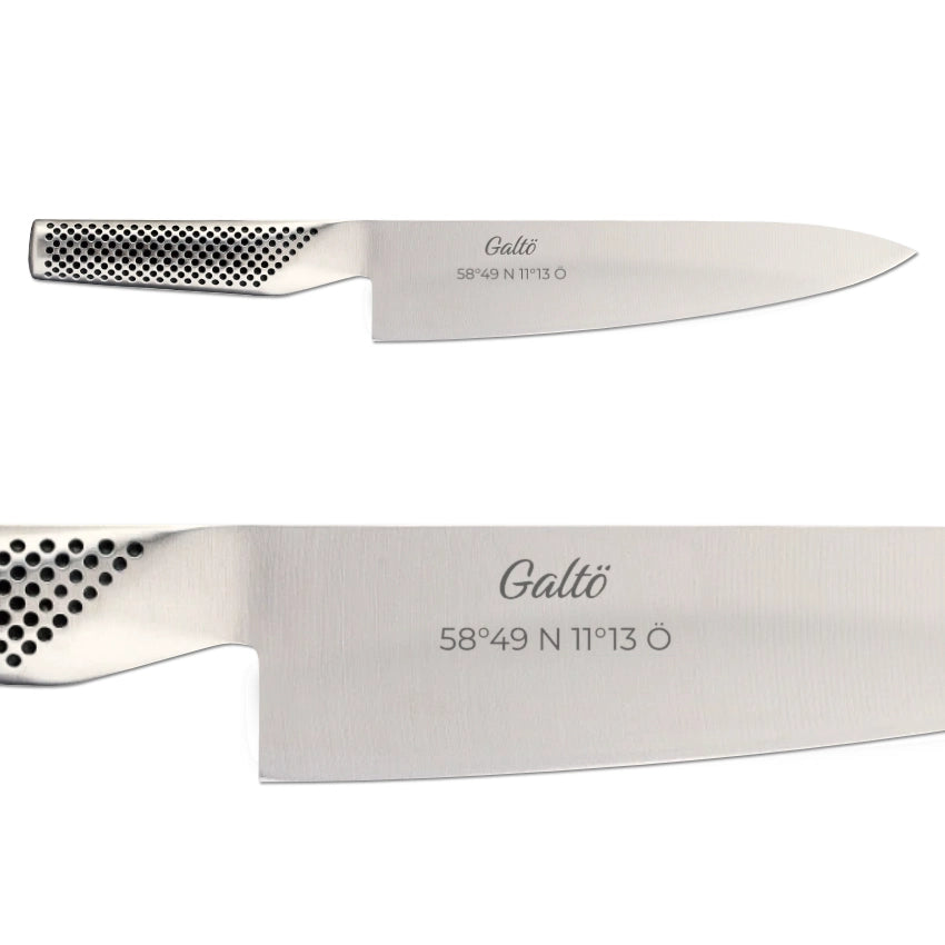 Global kockkniv med gravyr – 20cm G-2