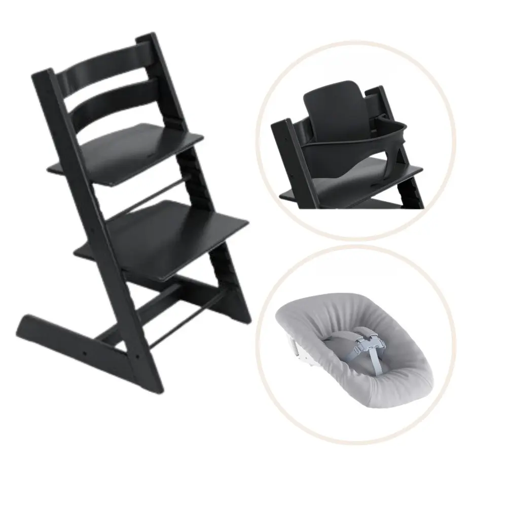 Stokke® Tripp Trapp Stol Bok Inkl. Newborn Set & Babyset – Black
