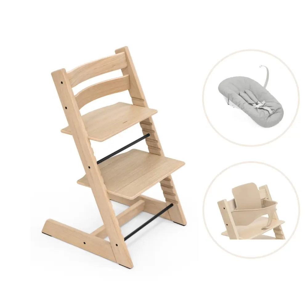 Stokke® Tripp Trapp Stol Oak Inkl. Newborn Set & Babyset – Natural
