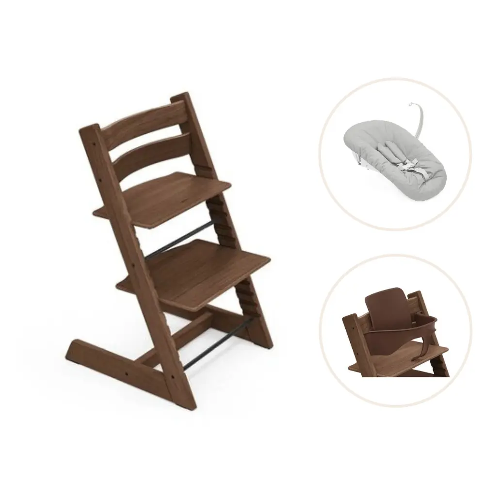 Stokke® Tripp Trapp Stol Oak Inkl. Newborn Set & Babyset – Warm Brown