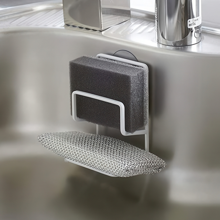 Svamphållare med sugpropp, TOWER DOUBLE SPONGE HOLDER, 7,5 x 6,3 x H 1