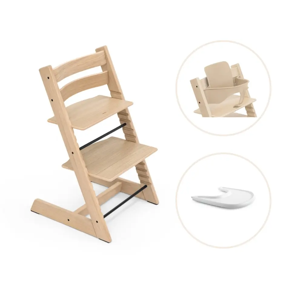 Stokke® Tripp Trapp Stol Oak Inkl. Babyset & Bricka – Nature
