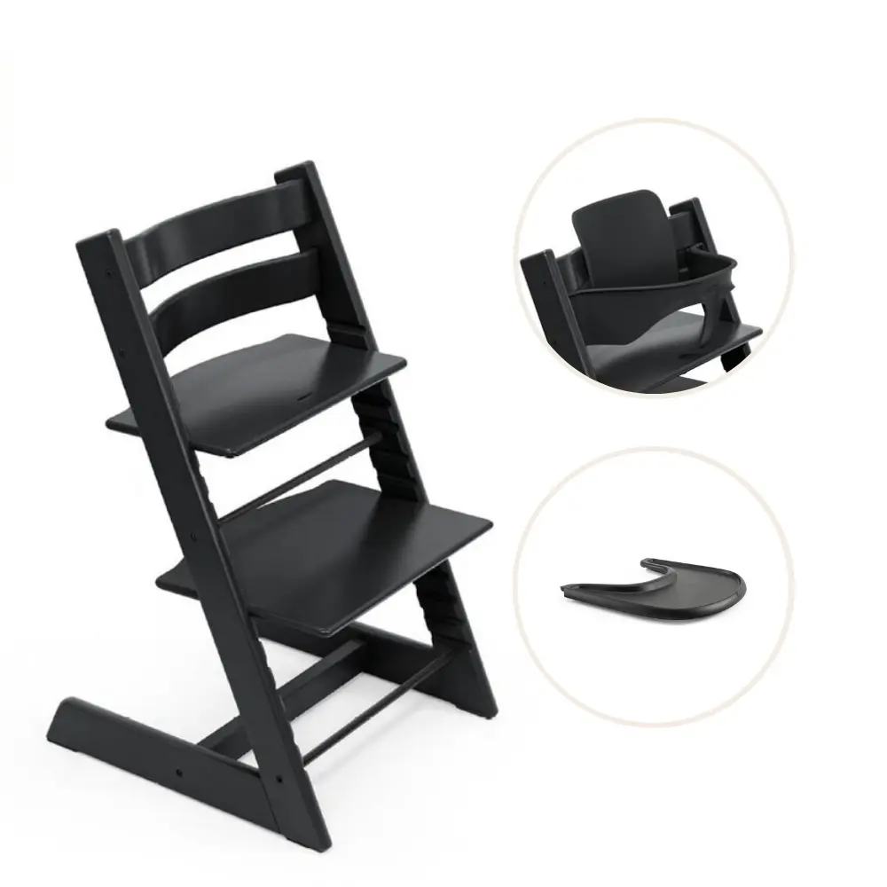 Stokke® Tripp Trapp Stol Bok Inkl. Babyset & Bricka – Black