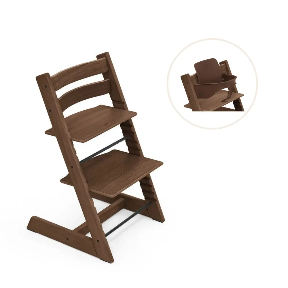 Stokke® Tripp Trapp Stol Oak Inkl. Babyset – Warm Brown