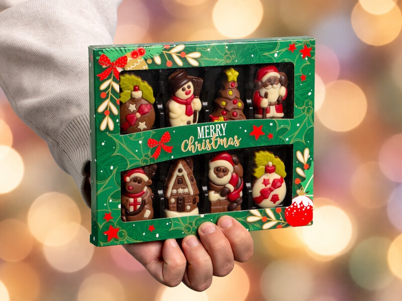 Chokladask med julfigurer