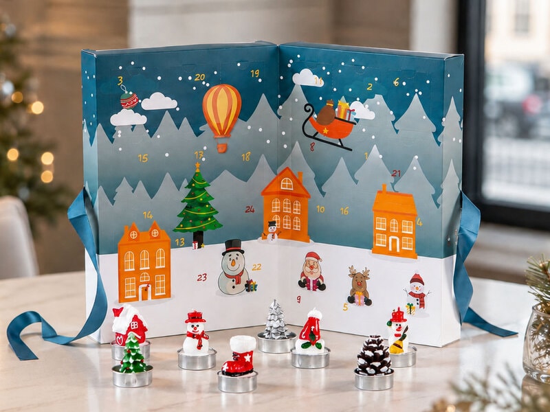 Adventskalender med julljus