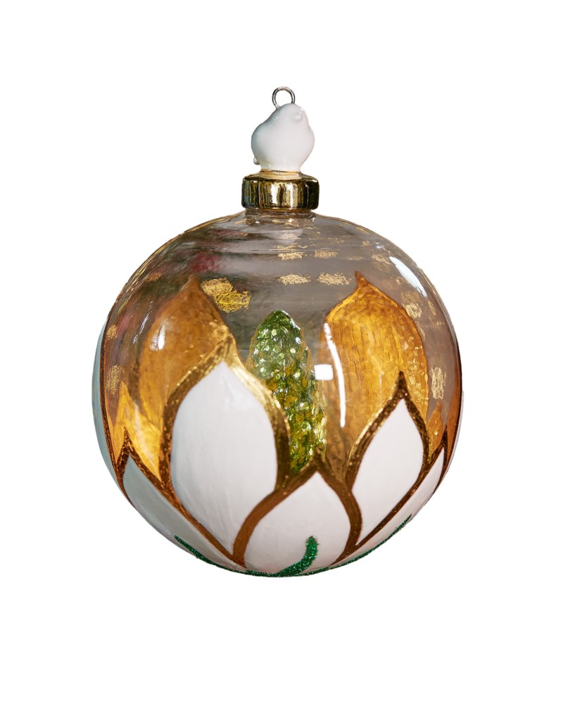 Feathered friend julkula vit/guld 10 cm