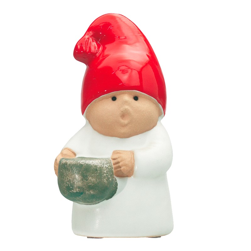 Adventsbarn tomte vit/röd 12.5 cm
