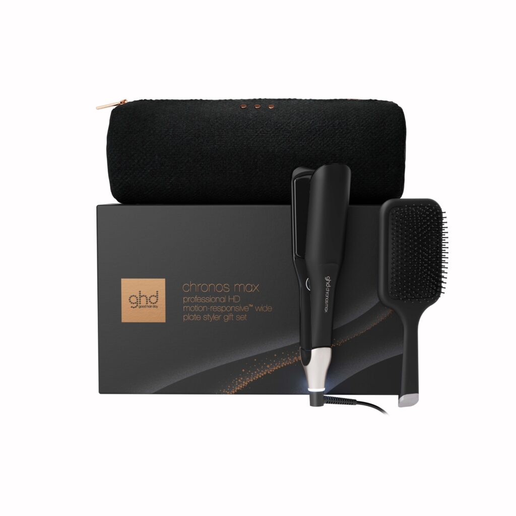 ghd Cashmere Collection Chronos Max Wide Plate Hair Straightener Festive Gift Set in Black