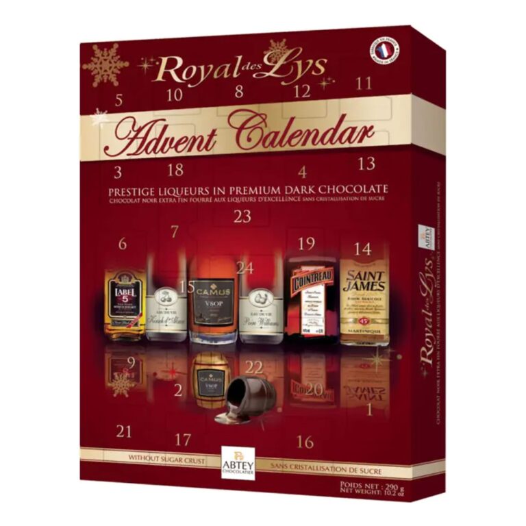 Royal Des Lys Adventskalender med Spritfylld Choklad – 290 g